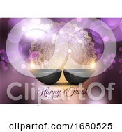 Poster, Art Print Of Diwali Background With Lamps And Bokeh Lights Design