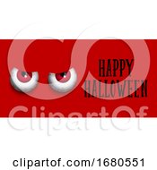 Poster, Art Print Of Halloween Banner With Evil Eyes