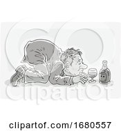 Poster, Art Print Of Drunk Man With Wine