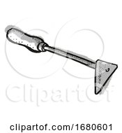 Shave Hook Woodworking Hand Tool Cartoon Retro Drawing