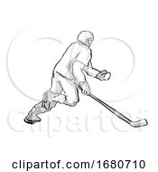 Poster, Art Print Of Ice Hockey Player Cartoon Isolated