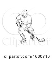Ice Hockey Player Cartoon Isolated by patrimonio