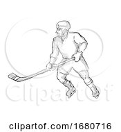 Poster, Art Print Of Ice Hockey Player Cartoon Isolated