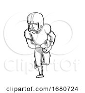 American Football Player Cartoon Black And White