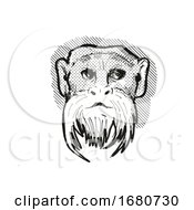 Poster, Art Print Of Emperor Tamarin Monkey Cartoon Retro Drawing