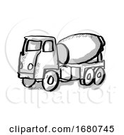 Poster, Art Print Of Cement Truck Cartoon Drawing