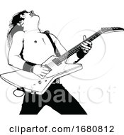 Poster, Art Print Of Black And White Guitarist