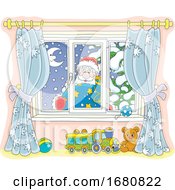 Poster, Art Print Of Santa Looking Through A Window