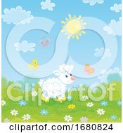 Poster, Art Print Of Cute Lamb With Butterflies
