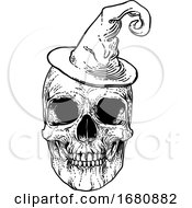Poster, Art Print Of Halloween Witch Hat Skull