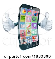 Poster, Art Print Of Cell Mobile Phone Mascot Cartoon Character