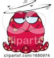 Poster, Art Print Of Cartoon Drunk Pink Octopus