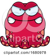 Poster, Art Print Of Cartoon Mad Pink Octopus