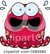 Poster, Art Print Of Cartoon Scared Pink Octopus