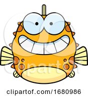 Poster, Art Print Of Cartoon Grinning Blowfish