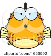 Poster, Art Print Of Cartoon Surprised Blowfish