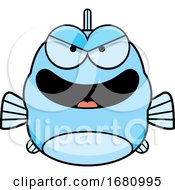 Poster, Art Print Of Cartoon Evil Blue Fish