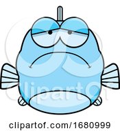 Poster, Art Print Of Cartoon Depressed Blue Fish