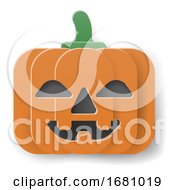 Poster, Art Print Of Halloween Cute Pumpkin Cartoon In Papercraft Style