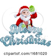 Poster, Art Print Of Marry Christmas Santa Claus 8 Bit Game Pixel Art