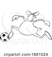 Poster, Art Print Of Cartoon Moose Playing Soccer