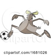 Poster, Art Print Of Cartoon Moose Playing Soccer