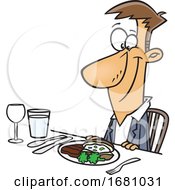 Cartoon Happy Man At A Diner