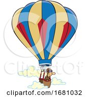 Cartoon Man In A Hot Air Balloon