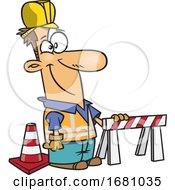 Poster, Art Print Of Cartoon Male Construction Worker