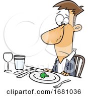 Cartoon Unhappy Man At A Diner by toonaday