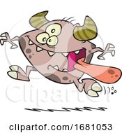 Cartoon Monster Running With Its Tongue Hanging Out by toonaday
