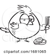 Poster, Art Print Of Cartoon Lineart Cardinal Bird With Feather Paste And A Comb