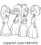 Cartoon Outline Group Of The Little Women