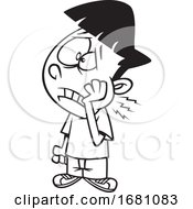 Poster, Art Print Of Cartoon Lineart Boy With A Tooth Ache