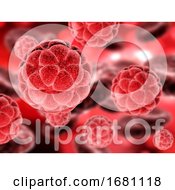 3D Medical Background With Blood Cells And Virus Cells