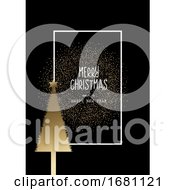 Poster, Art Print Of Christmas Background With Gold Tree And Glitter
