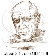Sketched Portrait Of Pablo Picasso by Domenico Condello