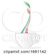 Cup Of Coffee With Italian Flag Steam