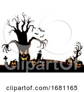 Poster, Art Print Of Creepy Tree With Jackolanterns