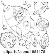 Poster, Art Print Of Astronaut In A Rocket