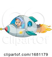 Poster, Art Print Of Astronaut In A Rocket