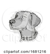 Poster, Art Print Of Chesapeake Bay Retriever Dog Breed Cartoon Retro Drawing