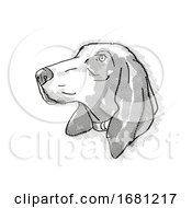 Poster, Art Print Of Bracco Italiano Dog Breed Cartoon Retro Drawing