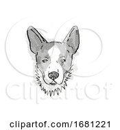 Poster, Art Print Of Cardigan Welsh Corgi Dog Breed Cartoon Retro Drawing