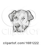 Poster, Art Print Of Catahoula Bulldog Or American Mastahoulas Dog Breed Cartoon Retro Drawing