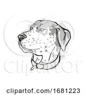 Poster, Art Print Of Catahoula Leopoard Dog Breed Cartoon Retro Drawing