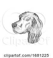 Poster, Art Print Of Gordon Setter Dog Breed Cartoon Retro Drawing