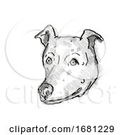Poster, Art Print Of Greyhound Dog Breed Cartoon Retro Drawing