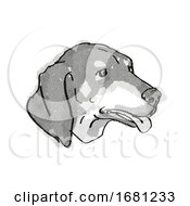 Poster, Art Print Of Black And Tan Coonhound Dog Breed Cartoon Retro Drawing