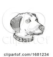 Poster, Art Print Of Black Mouth Cur Dog Breed Cartoon Retro Drawing